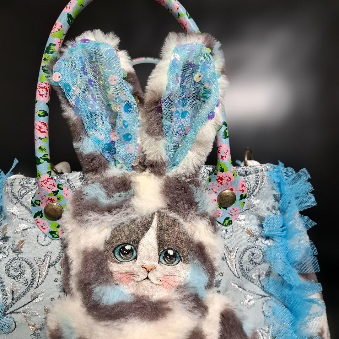 ざ*ろ様 コヤンイサムチョン♥️ハチワレちゃんブルーパキットレースとインド刺繍で