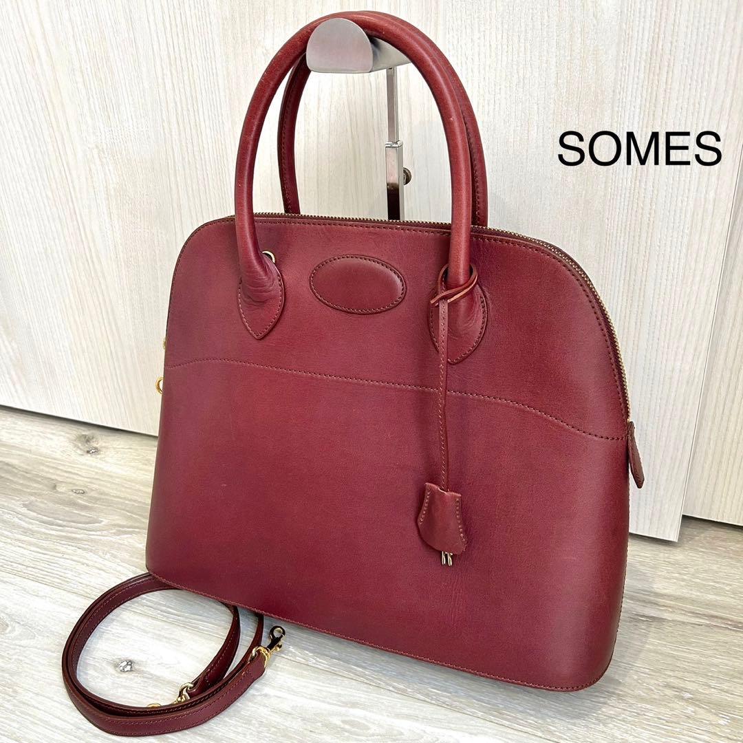 【美品】ソメスサドル　ハンドバッグ　ショルダーバッグ　ボルドー　2way