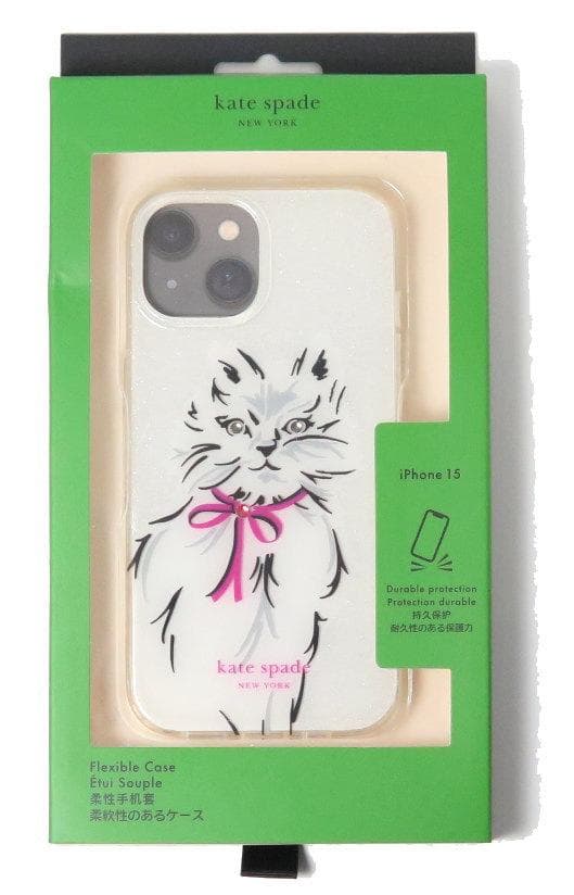 ケイトスペード iPhone 15 ケース 猫 KI698 clear 152