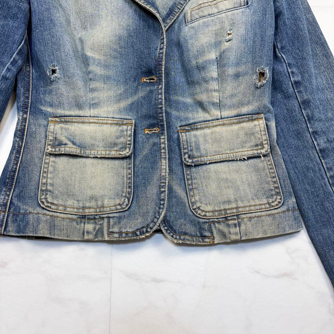 ドルチェ&ガッパーナ　ヴィンテージ加工 アニマル柄　42 デニムジャケット　青