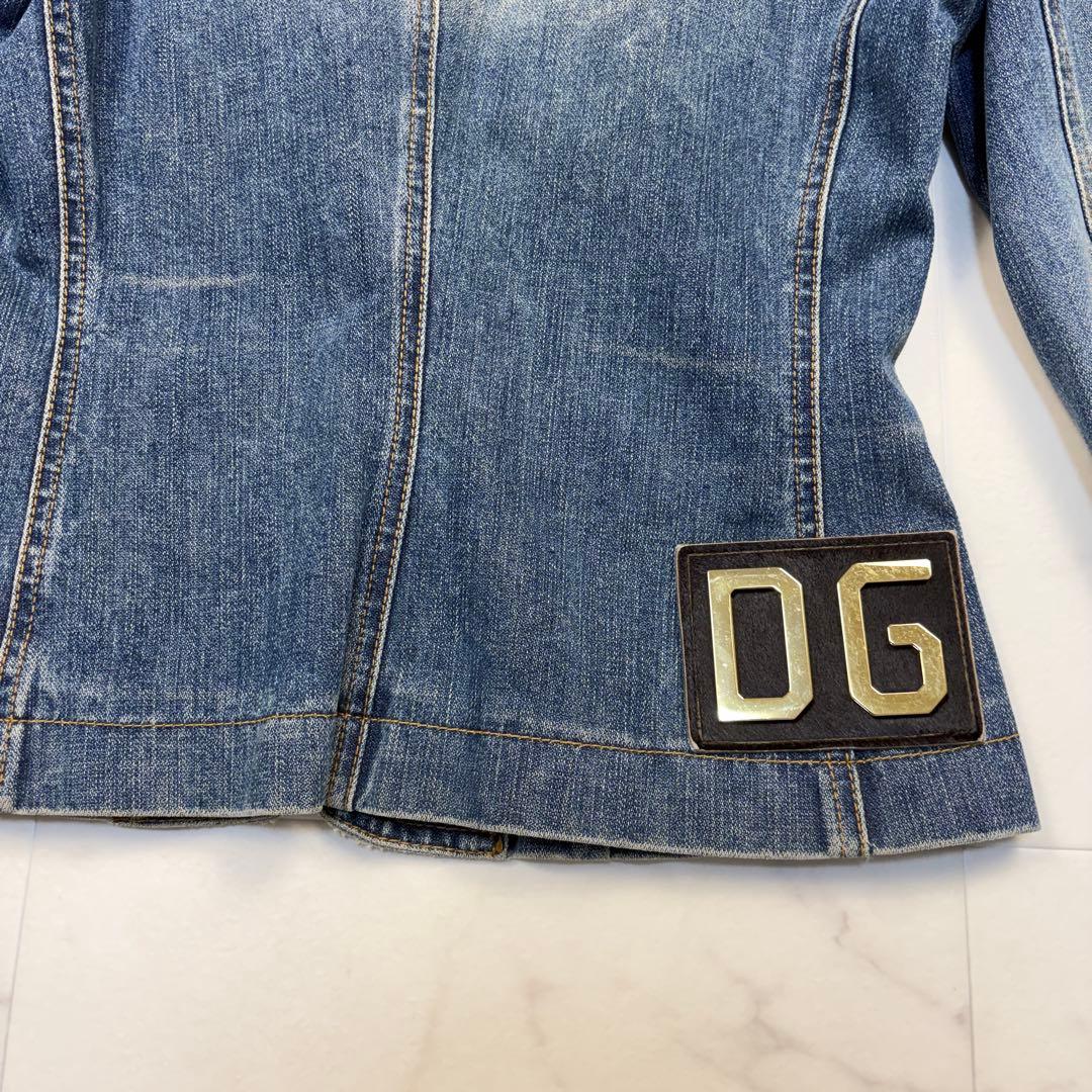 ドルチェ&ガッパーナ　ヴィンテージ加工 アニマル柄　42 デニムジャケット　青