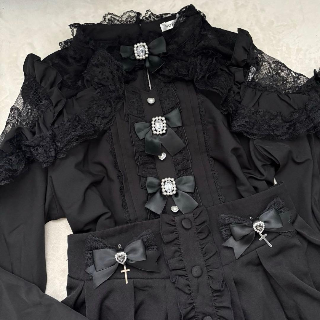 地雷 ノエミー フリル ブラウス マーズ スカパン 十字架 リボン セットアップ