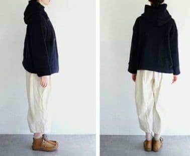 【専用】マオメイド 圧縮ウールダブルボタンミドル丈フーディジャケット　黒