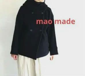 【専用】マオメイド 圧縮ウールダブルボタンミドル丈フーディジャケット　黒