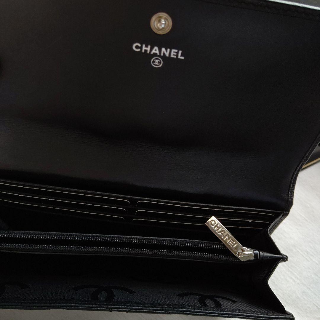 CHANEL カンボンライン 長財布 BLACK×BLACK