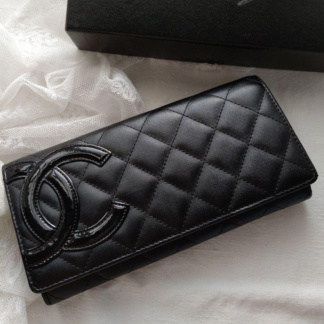 CHANEL カンボンライン 長財布 BLACK×BLACK