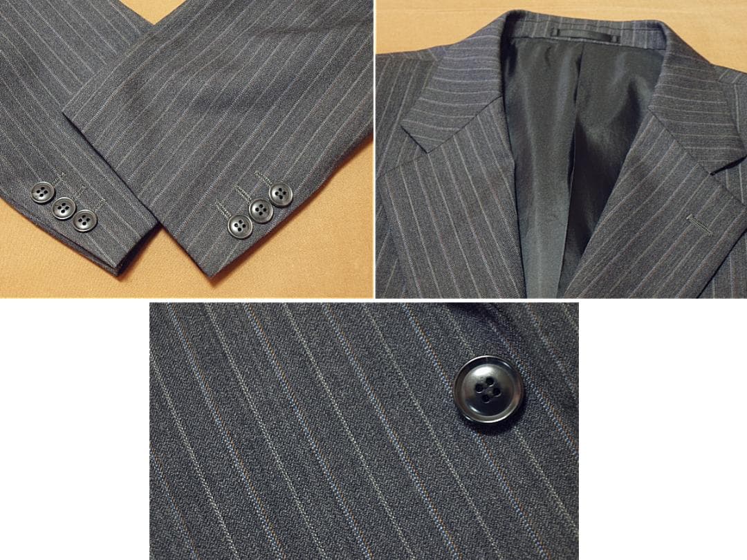 グレーxストライプ柄２ボタンスーツ(A6)冬よりの秋冬物セットアップ