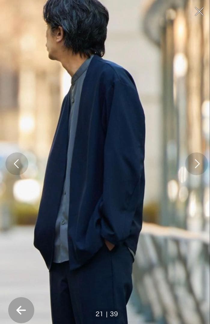 URBAN RESEARCH ノーカラージャケット+スラックス セットアップ　紺