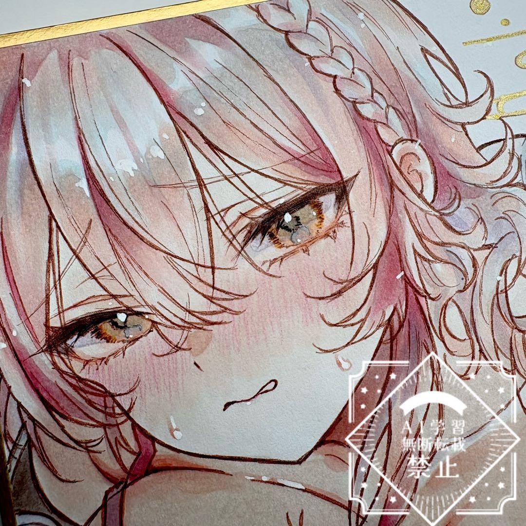 ひ*き様 一点物 オリジナル 色紙 手描きイラスト アナログ 女の子 創作 原画