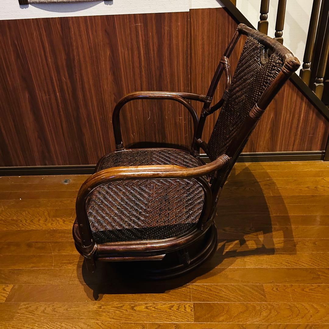 【良品】 ラタン 回転座椅子 インテリア アンティーク 昭和レトロ 大型