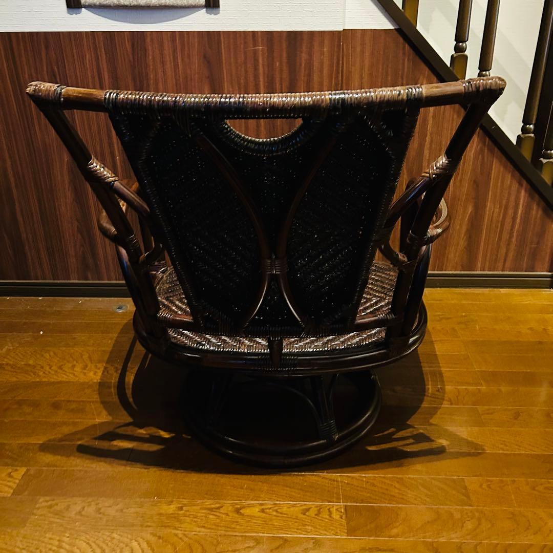 【良品】 ラタン 回転座椅子 インテリア アンティーク 昭和レトロ 大型