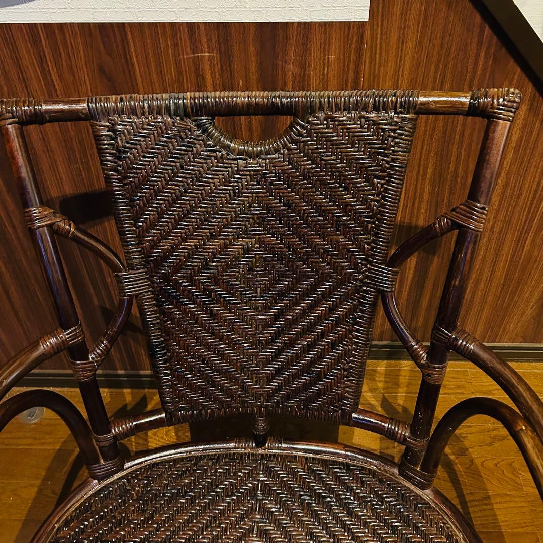 【良品】 ラタン 回転座椅子 インテリア アンティーク 昭和レトロ 大型