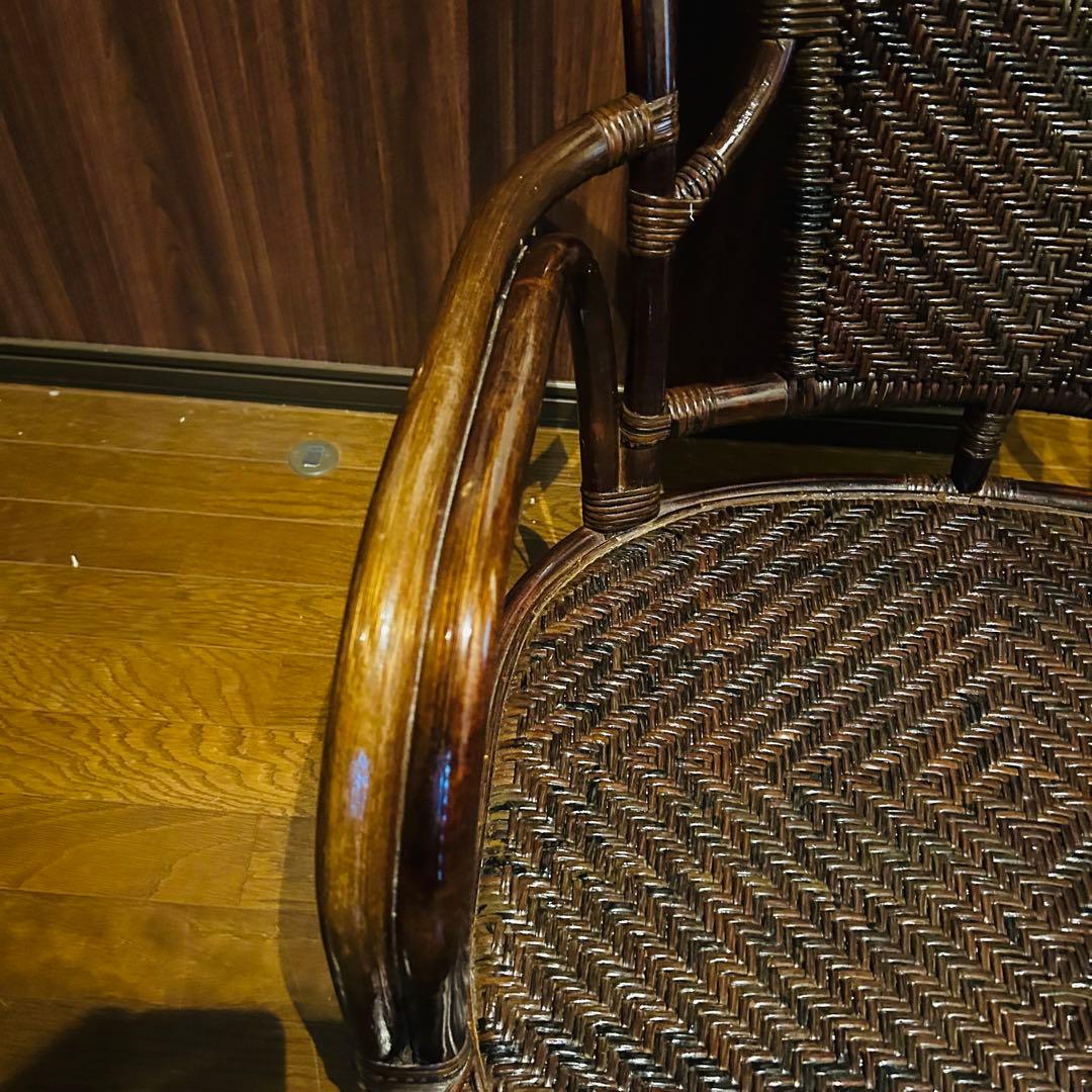 【良品】 ラタン 回転座椅子 インテリア アンティーク 昭和レトロ 大型