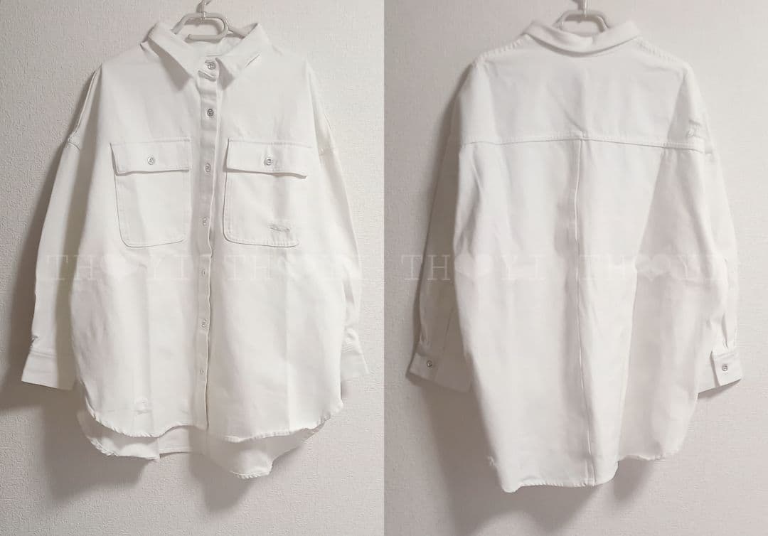 LOUNGEDRESS【Ｓサイズ登場！】ダメージデニムシャツ オフホワイト