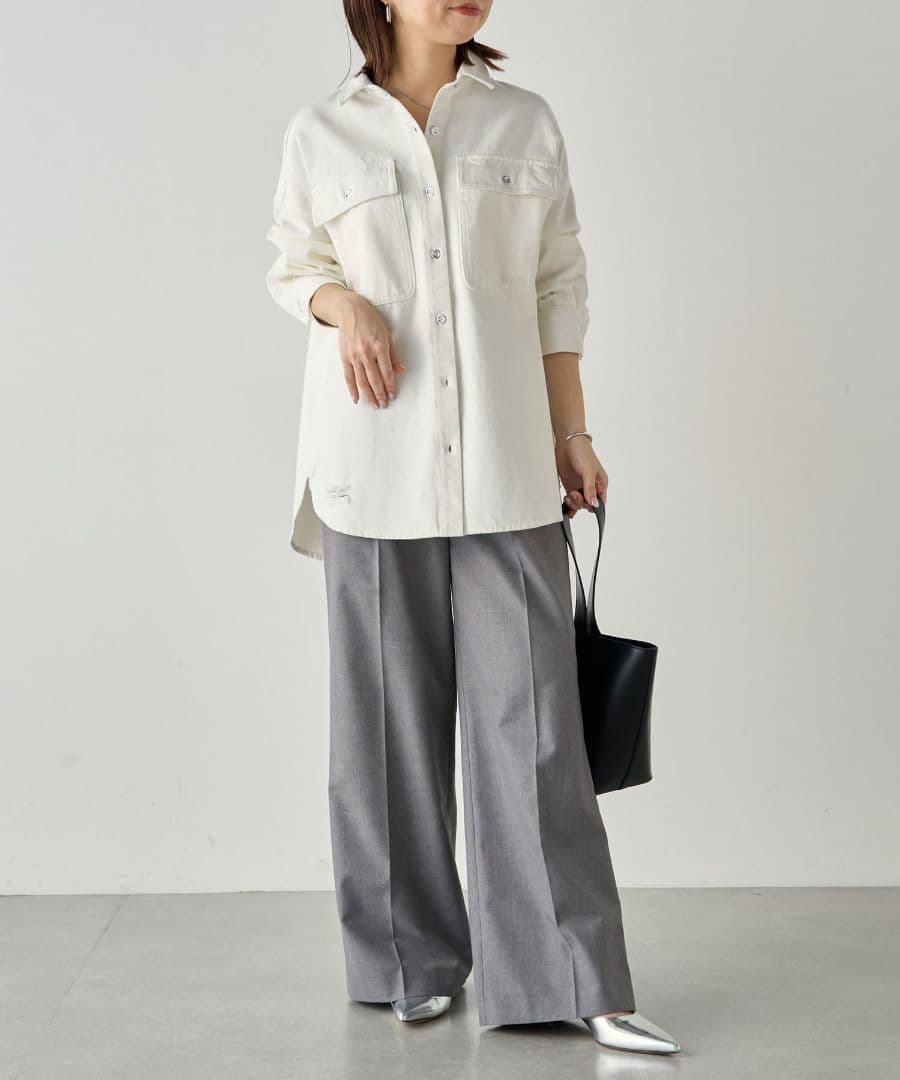 LOUNGEDRESS【Ｓサイズ登場！】ダメージデニムシャツ オフホワイト