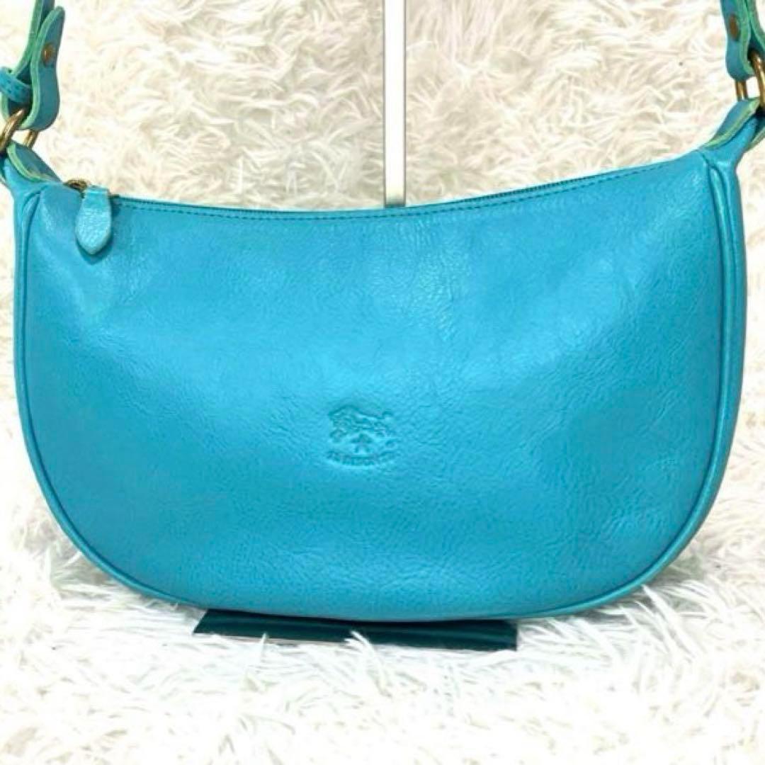 希少カラー　イルビゾンテ　ショルダーバッグ　ハーフムーン　半月　三日月　ブルー