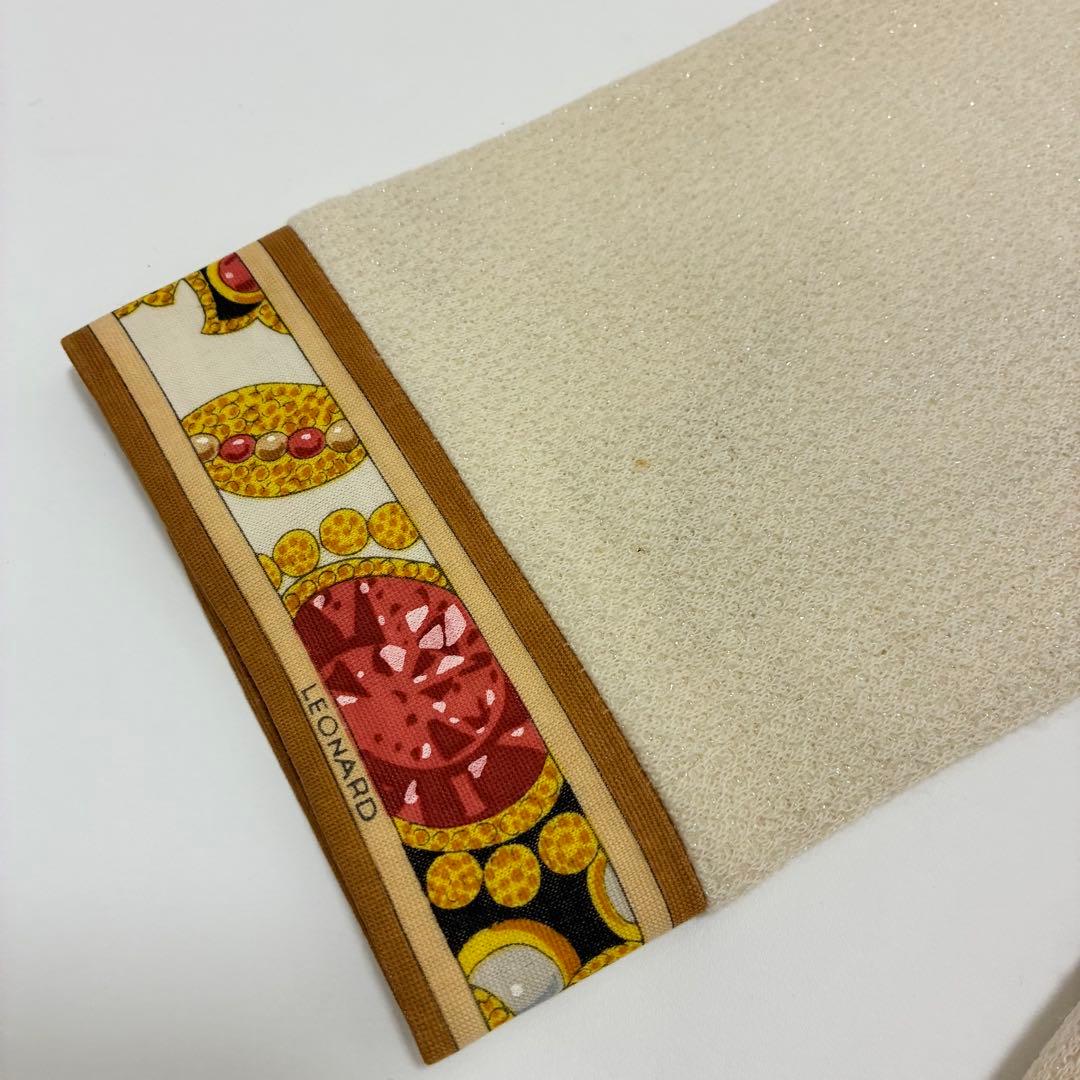 LEONALD レオナール☆微ラメノーカラージャケット 13号 Vネック