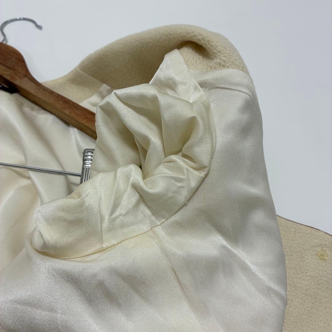 LEONALD レオナール☆微ラメノーカラージャケット 13号 Vネック