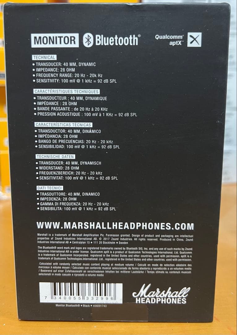Marshall Monitor Bluetooth ヘッドフォン ブラック