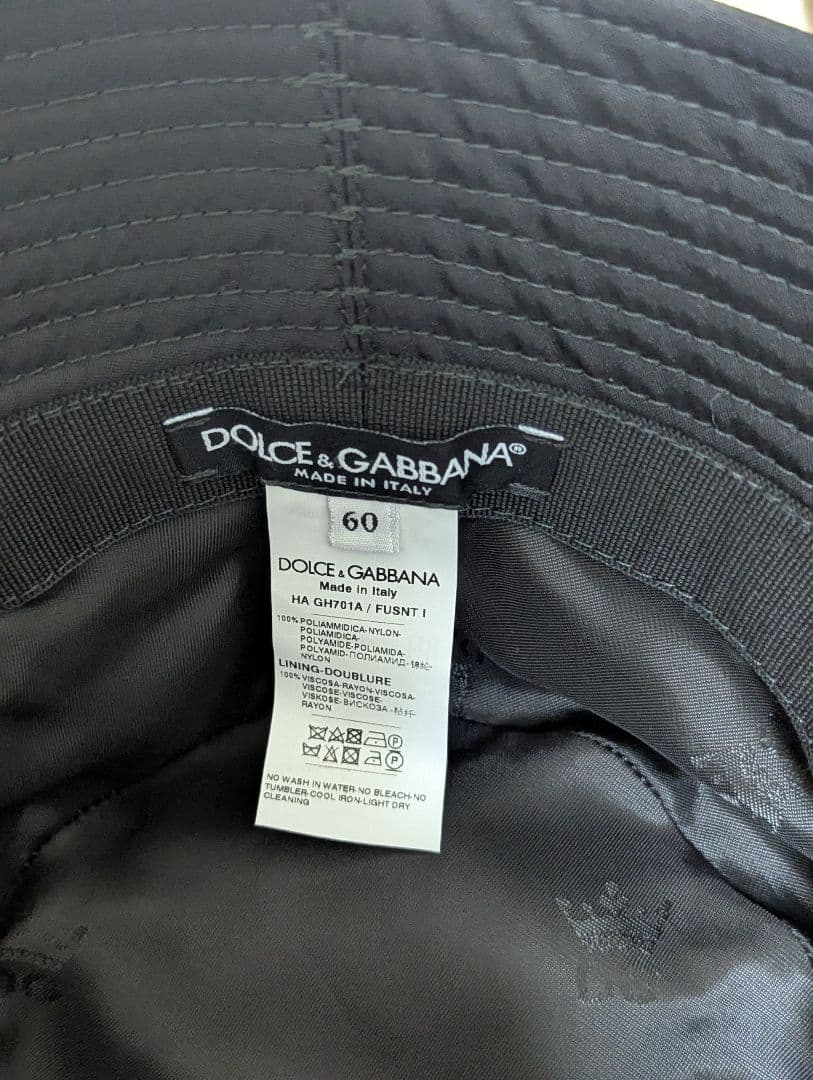 DOLCE&GABBANA バケットハット ブラック ゴールドロゴ