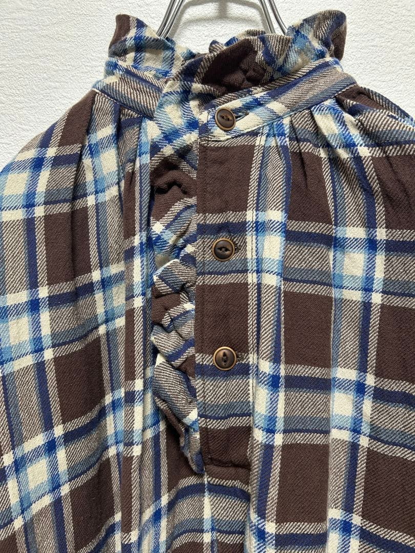 45R チェック柄 シャツ　ワンピース