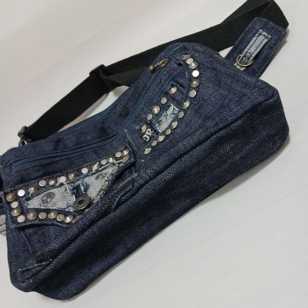 ☆しらゆり☆　リメイクデニム　①ボックス型ウエストポーチ②ショルダーバッグ