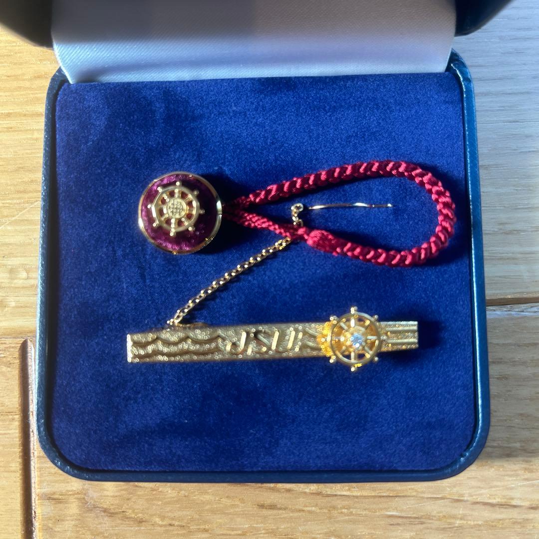 新品未使用 全日本海員組合　特別功労賞タイピン　胸付バッジ　18金 ダイヤモンド