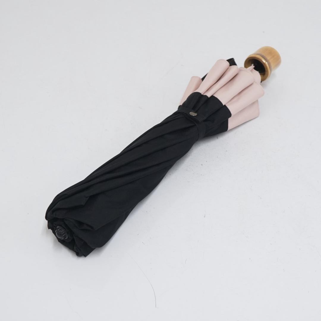 完全遮光 日傘 芦屋ロサブラン USED美品 3段 ブラック×ピンク UV 遮熱