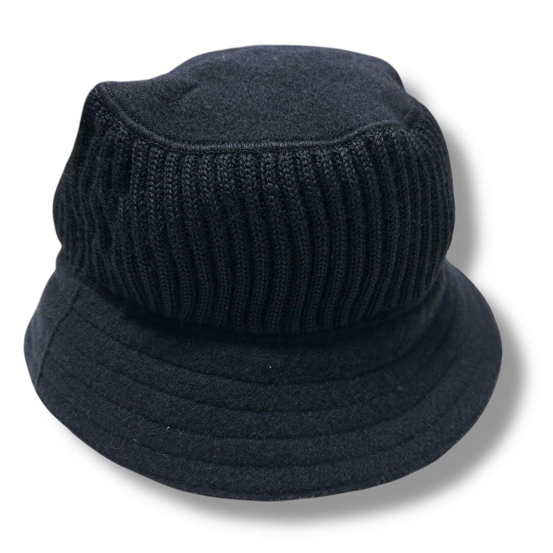 ストーンアイランド ニット バケットハット ワッペン ブラック ウール