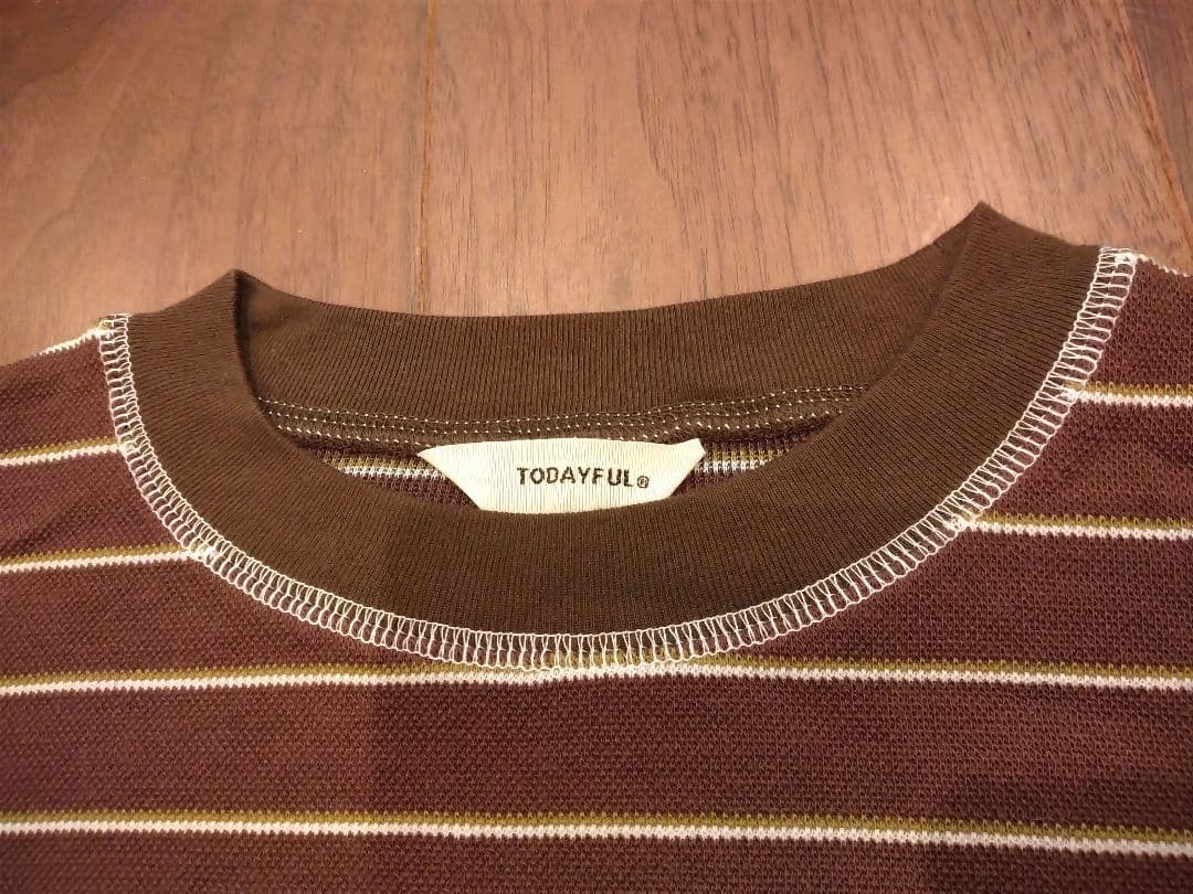 【未使用品】TODAYFUL Border Long T-shirts ブラウン
