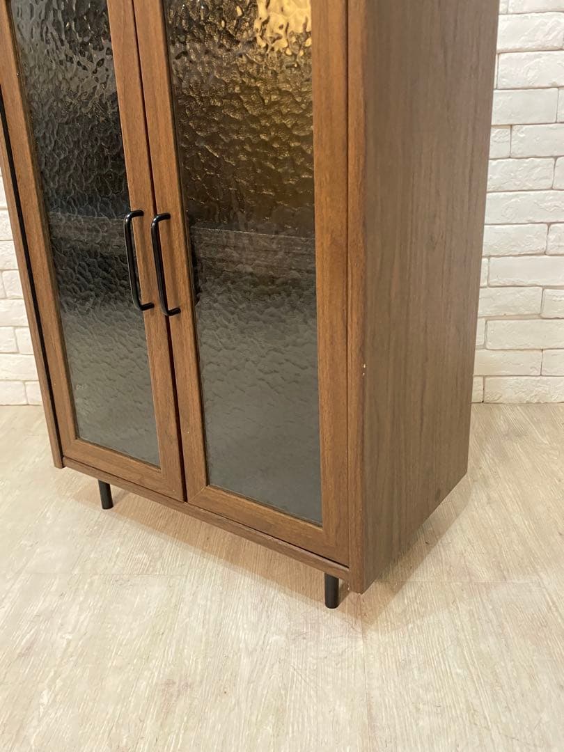 【東京都内23区配送無料】定価3万円　シューズラック　収納　靴棚　ガラス　昭和