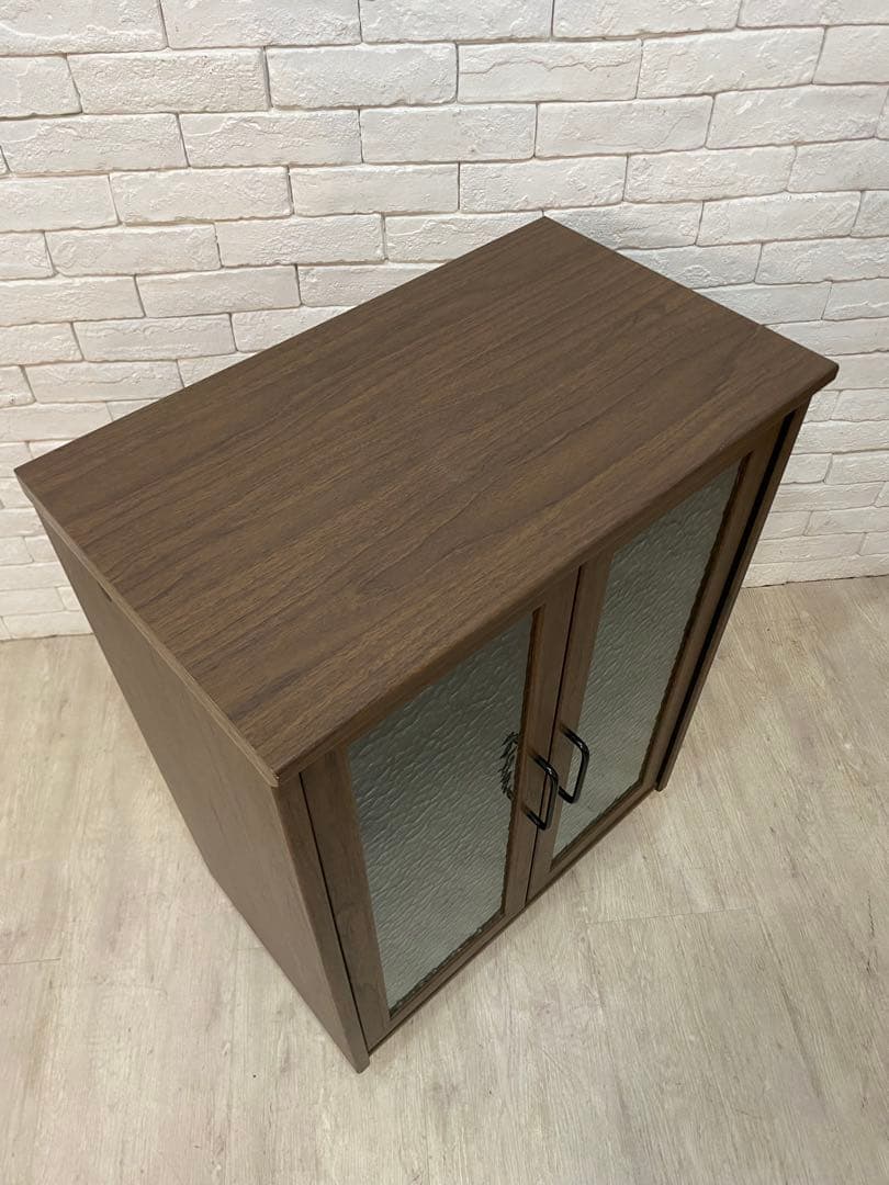 【東京都内23区配送無料】定価3万円　シューズラック　収納　靴棚　ガラス　昭和