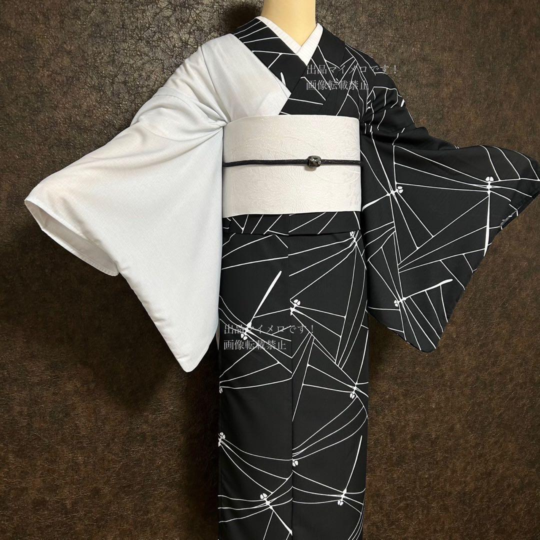 着物スリップ　長襦袢式　夏用半衿付き Ｌ　高島ちぢみ　日本製　新品　0616⑩