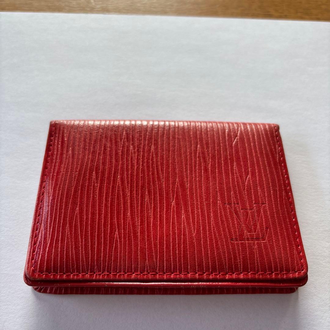 希少 LOUIS VUITTON 赤 レザー 名刺入れ 1980年代