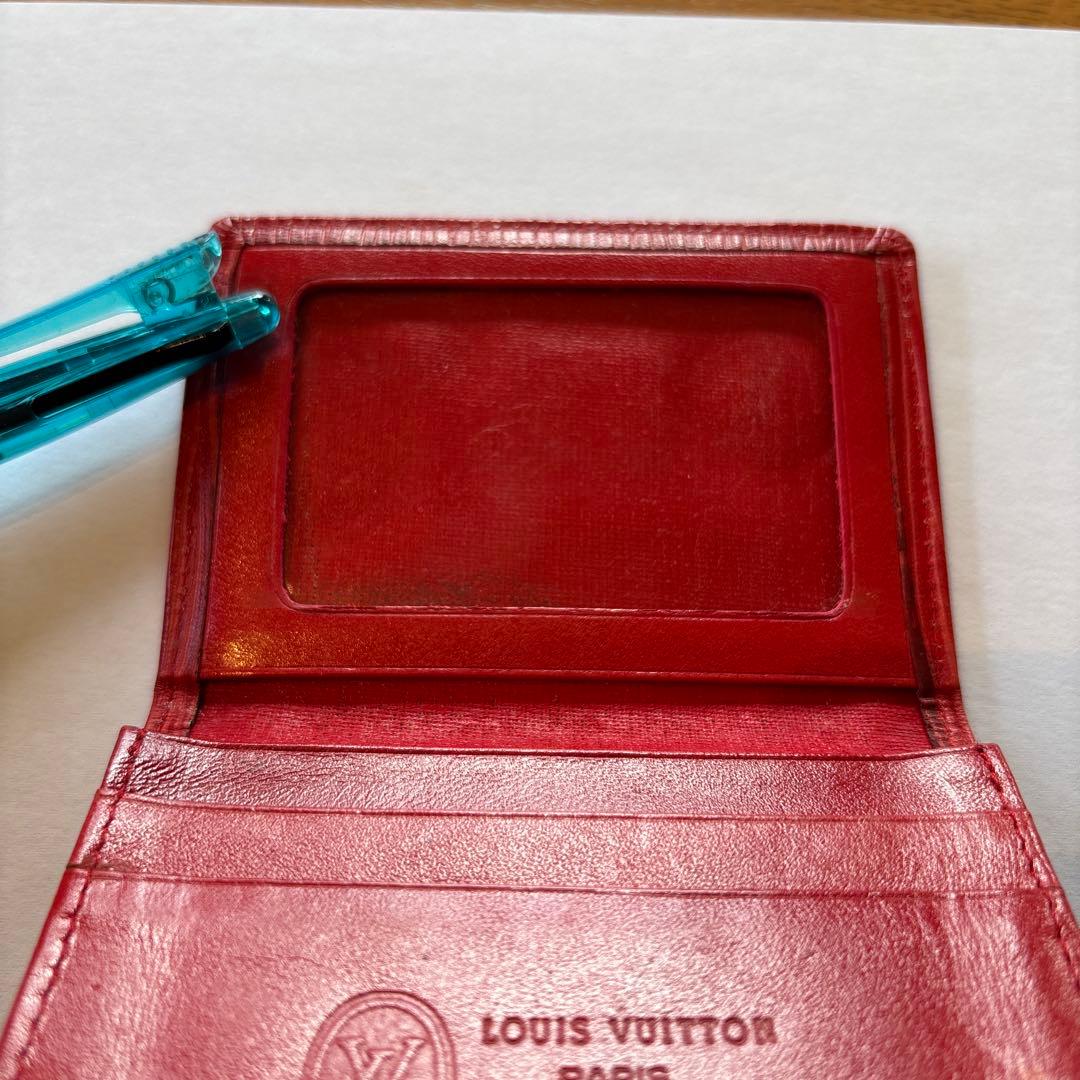 希少 LOUIS VUITTON 赤 レザー 名刺入れ 1980年代