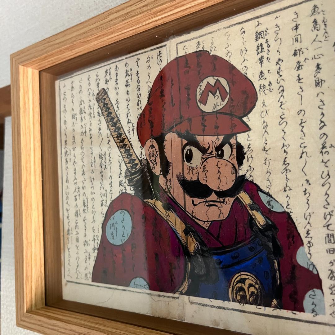 古い浮世絵に描かれたマリオ サムライ アート