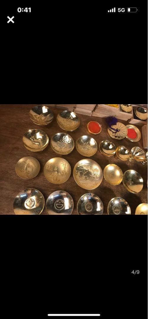 まとめ売り24KGP金杯。記念メダル金箸、茶釜，香炉全部で約60個以上あります