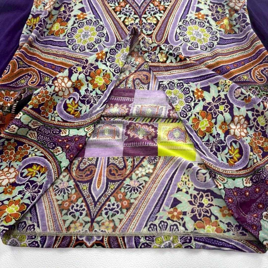 美品✨エトロ ペイズリー柄 チュニック ワンピース 長袖 ウール混 パープル