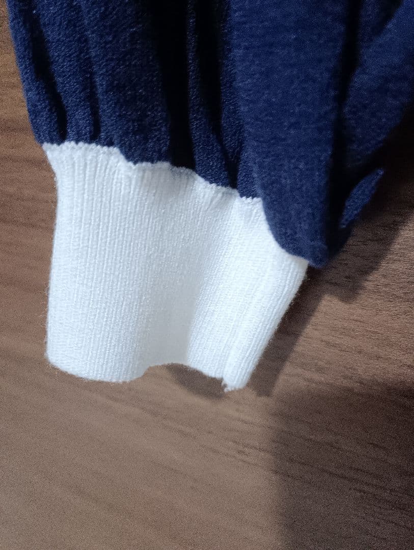 メゾンエシェル 2WAYバイカラーニットカーディガン　ネイビー