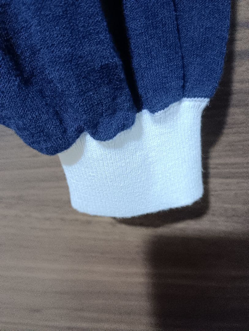 メゾンエシェル 2WAYバイカラーニットカーディガン　ネイビー