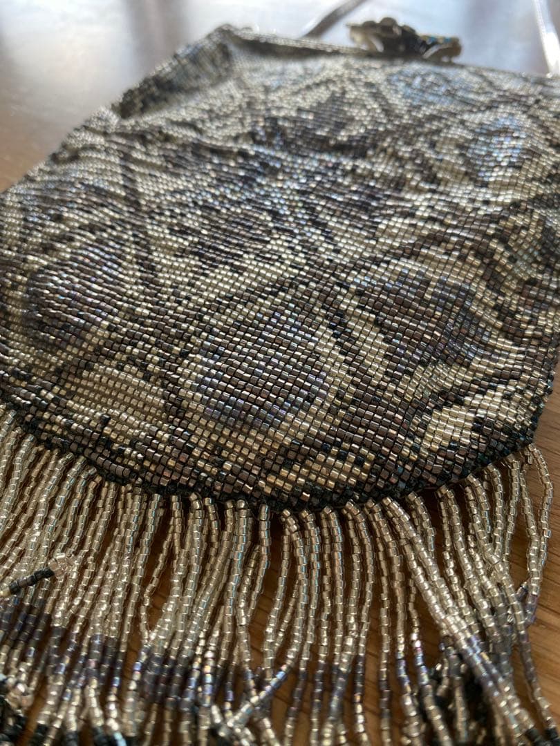 デリカビーズ　フリンジ　バッグ　ハンドメイド　シルバー