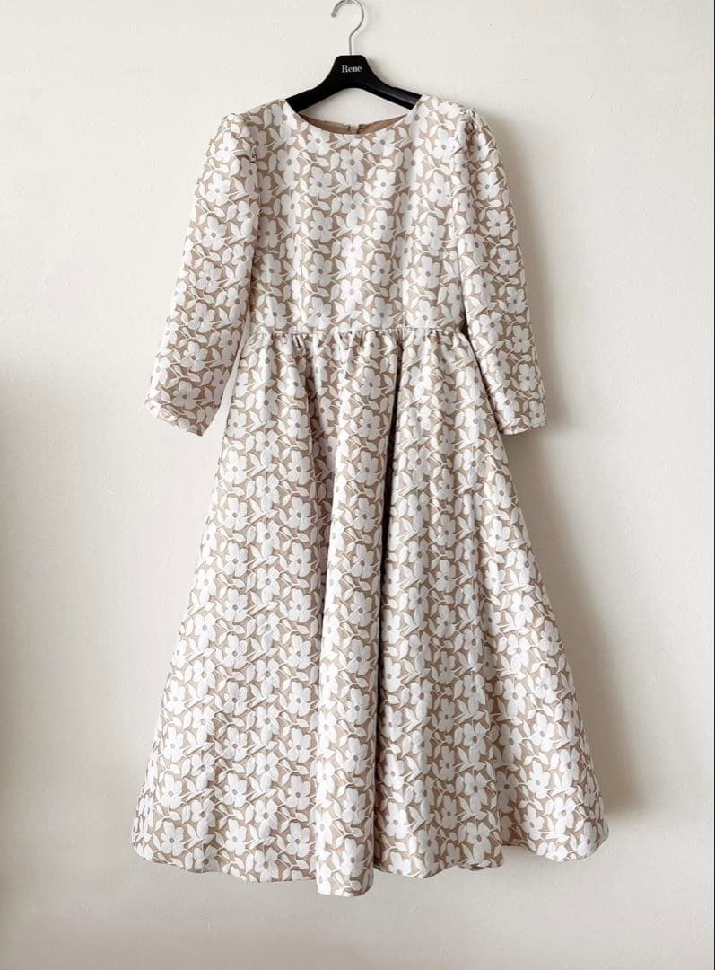 SEVENTENbyMIHOKAWAHITOツートンジャガードフラワーワンピース