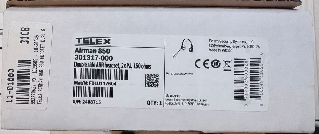 ヘッドホン TELEX AIRMAN 850