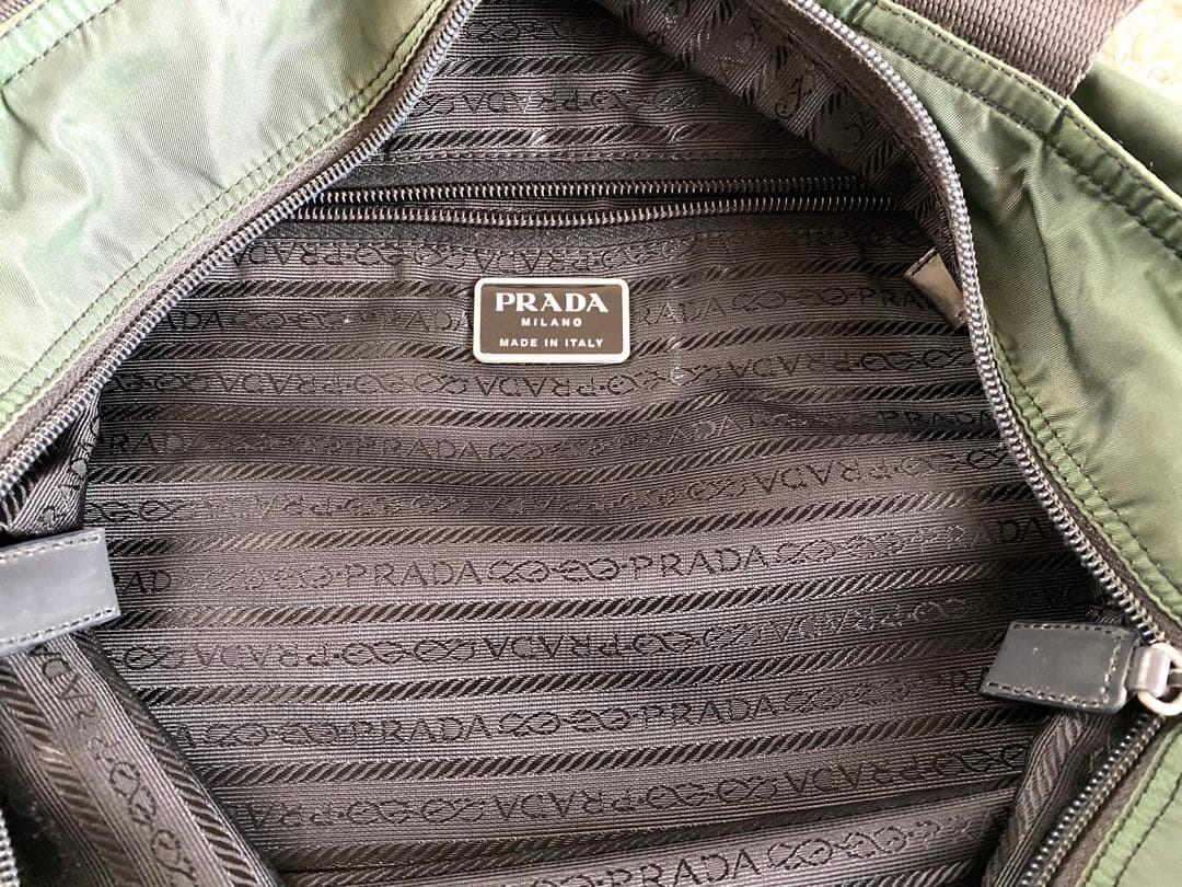 プラダ トートバッグ 三角ロゴプレート グリーン カーキ ナイロン