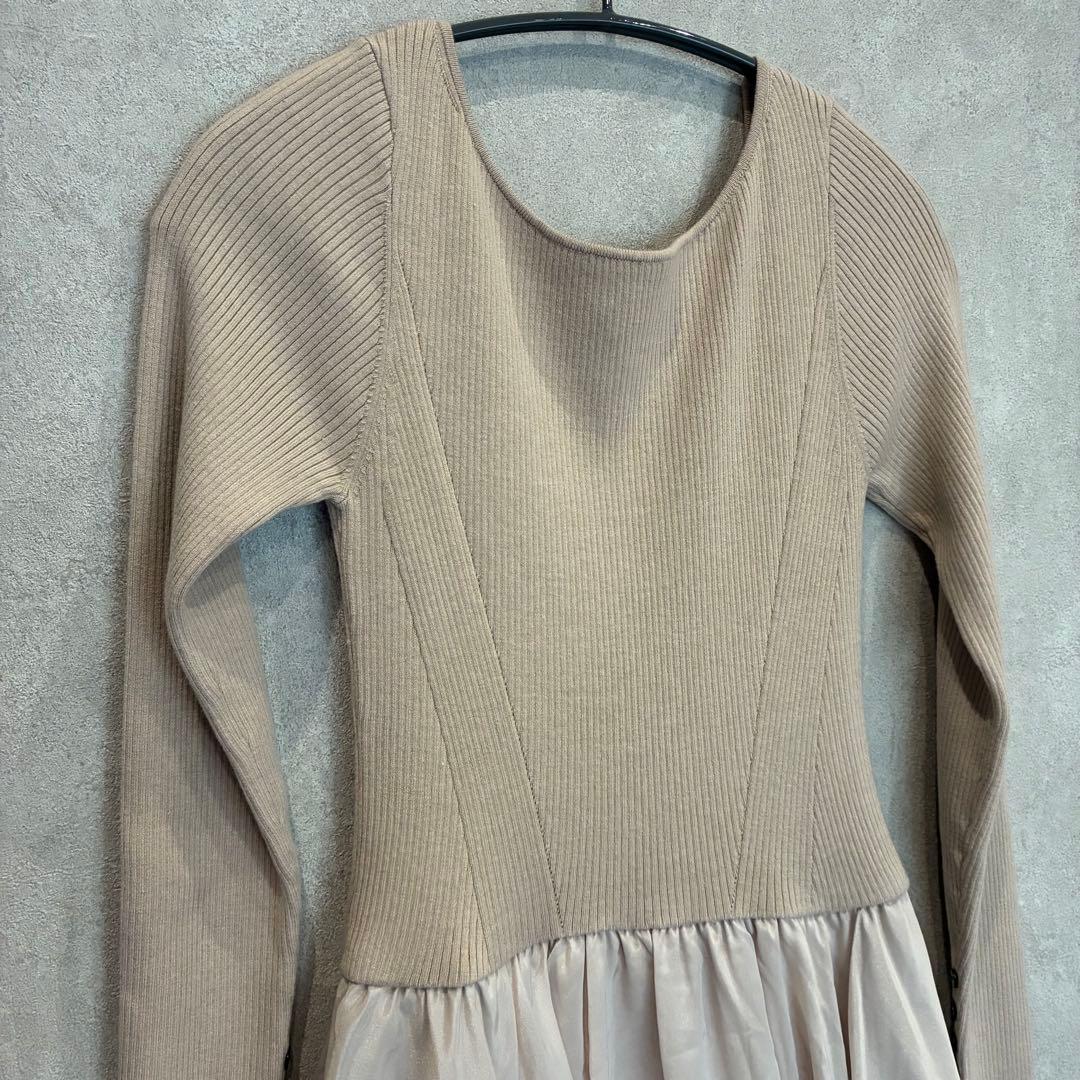 FRAY I.D ニットドッキングワンピース ベージュ