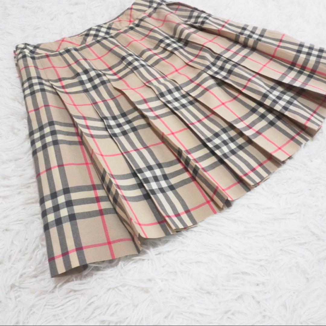 極美品 BURBERRY プリーツスカート ノバチェック ミニ ウール 三陽商会