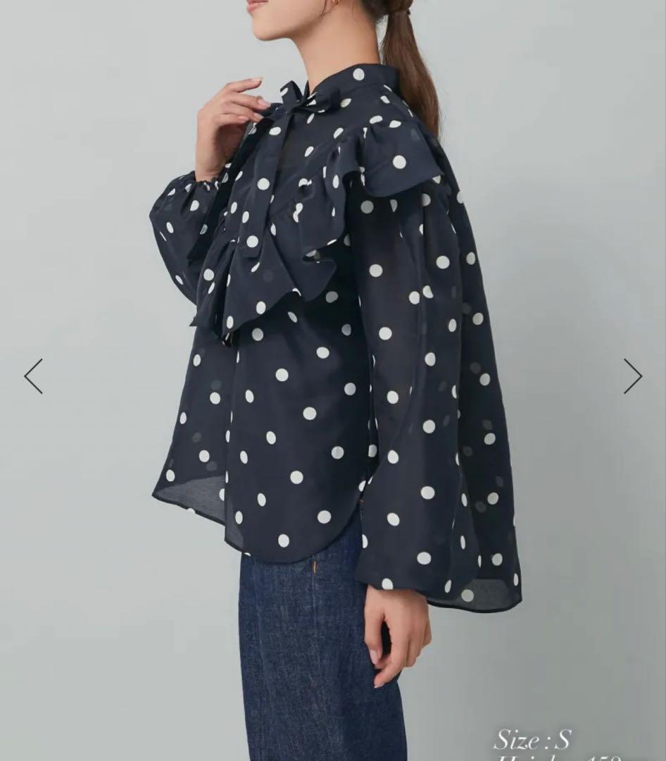 最終！セブンテン seventen 極美品 シアードットブラウス ネイビー