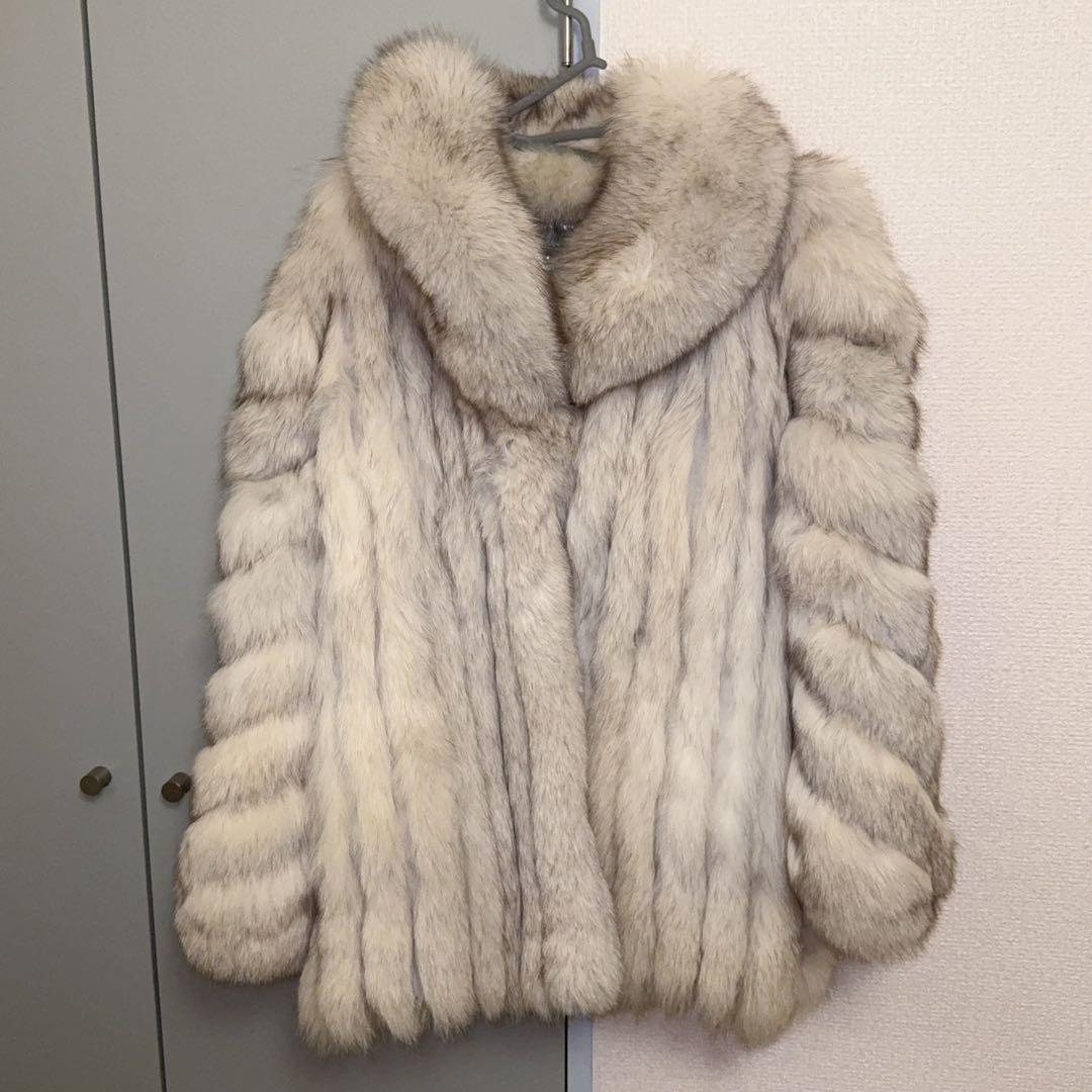 最高級 SAGAFOX銀サガ肉厚極上ブルーフォックスコートフィンランド製11 号