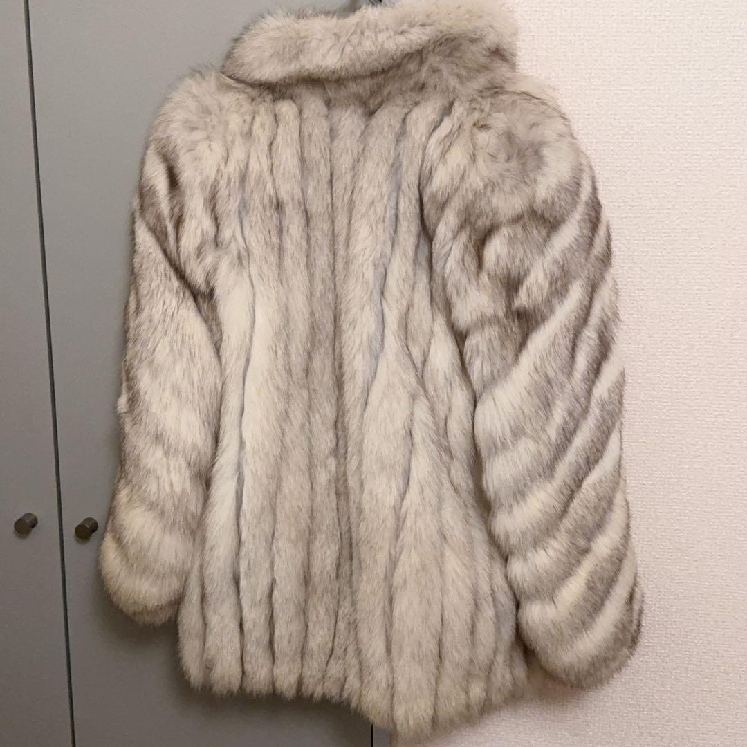 最高級 SAGAFOX銀サガ肉厚極上ブルーフォックスコートフィンランド製11 号