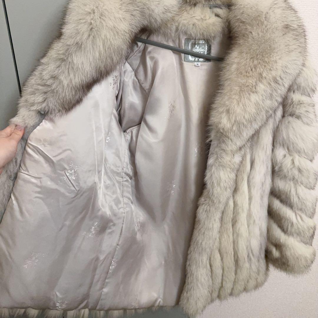 最高級 SAGAFOX銀サガ肉厚極上ブルーフォックスコートフィンランド製11 号